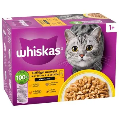 Gemengd Pakket Whiskas 1+ Adult Maaltijdzakjes 12 x 85 g