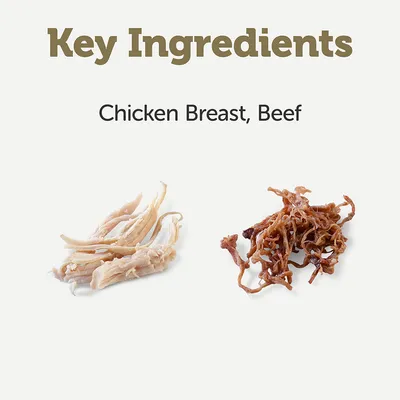 Main ingredients: chicken breast and beef, shown with images of the ingredients.