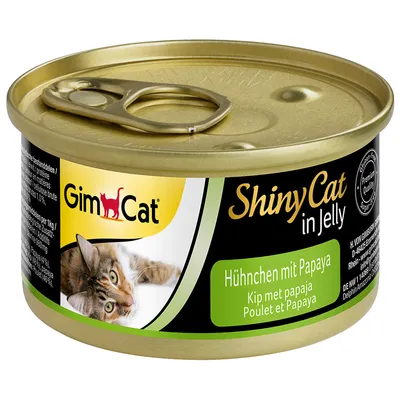 GimCat ShinyCat in Jelly, kurczak z papają. Bez glutenu, jakość premium, bez dodatku cukru.