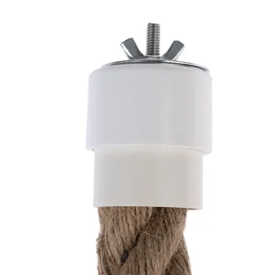 Scratching post spare part with sisal rope, white plastic holder and metal thread for attachment.