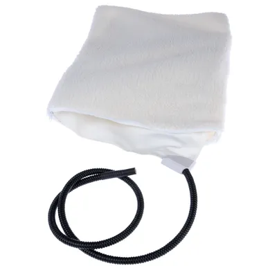 White heating mat with soft cover and black flexible hose, suitable for heat transfer.