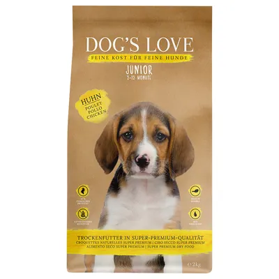 Dog's Love Junior 2–12 Monate, Huhn, croquettes naturelles super premium, sans céréales, protéines animales, oméga-3, made in Austria, sac de 2 kg