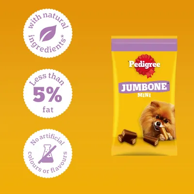 PEDIGREE® JUMBONE™ Mini Adult Small Dog Treats Chicken & Lamb - 4 Chews (160g) PEDIGREE® JUMBONE™ Mini Adult Small Dog Treats Chicken & Lamb - 4 Chews (160g)