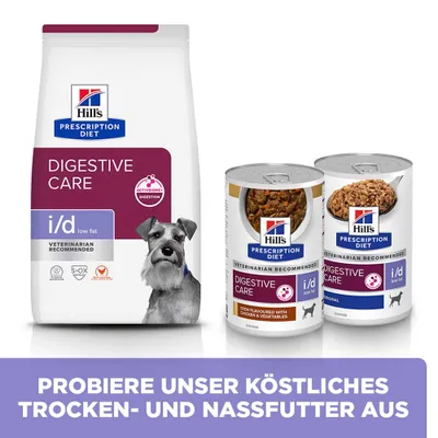 Hill's Prescription Diet Digestive Care i/d low fat Trocken- und Nassfutter, empfohlen von Tierärzten. Probieren Sie unser köstliches Trocken- und Nassfutter aus. Hill's Prescription Diet Digestive Care i/d low fat Trocken- und Nassfutter, empfohlen von Tierärzten. Probieren Sie unser köstliches Trocken- und Nassfutter aus.