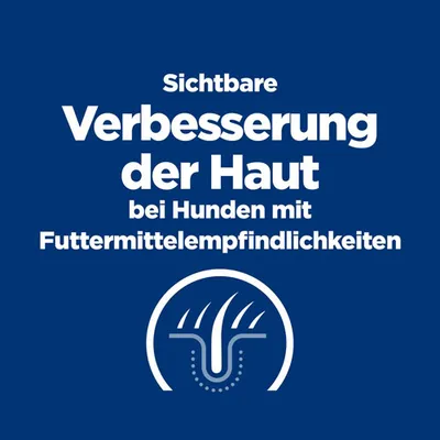 Sichtbare Verbesserung der Haut bei Hunden mit Futtermittelunverträglichkeiten.