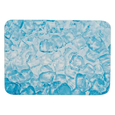 Kühlmatte mit blauem Eiswürfel-Design, rechteckige Form.