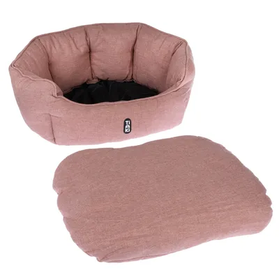 Tiaki Haustierbett in Rosa mit herausnehmbarem Kissen, ovales Design.