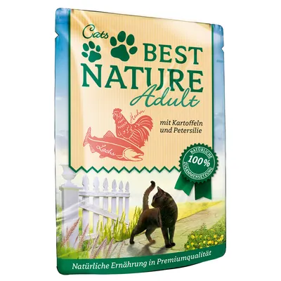 Cats Best Nature Adult with chicken, salmon, potatoes and parsley. 100% natural composition. Natural nutrition in premium quality.