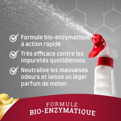 Formule bio-enzymatique à action rapide, très efficace contre les impuretés quotidiennes, neutralise les mauvaises odeurs et laisse un léger parfum de melon. Formule bio-enzymatique.