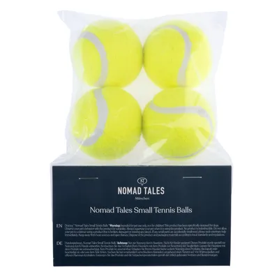 Nomad Tales Small Tennis Balls. Hračka pro psy, není vhodná pro děti. Používejte pouze pod dohledem. Obal a poškozené míčky zlikvidujte.