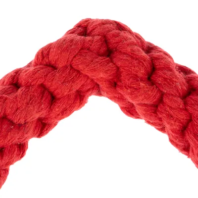 Fonott piros textilkötél, a szerkezet részlete.