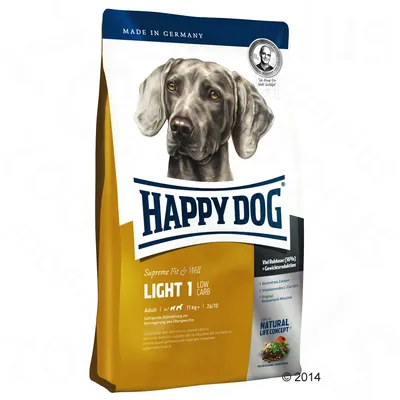 Balenie krmiva Happy Dog Supreme Fit & Well Light 1 Low Carb pre dospelých psov, 11 kg. Vyrobené v Nemecku. Obsahuje Natural Life Concept a L-karnitín.