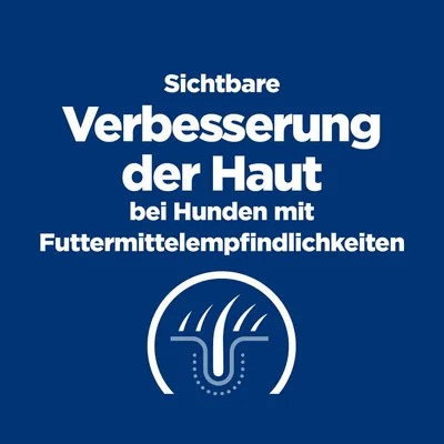 Sichtbare Verbesserung der Haut bei Hunden mit Futtermittelunverträglichkeiten.