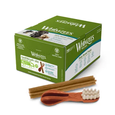 Whimzees Dental Stix XL, daily dental care for dogs. Pack of 14 pieces, supports plaque removal and healthy teeth. Free from artificial additives.