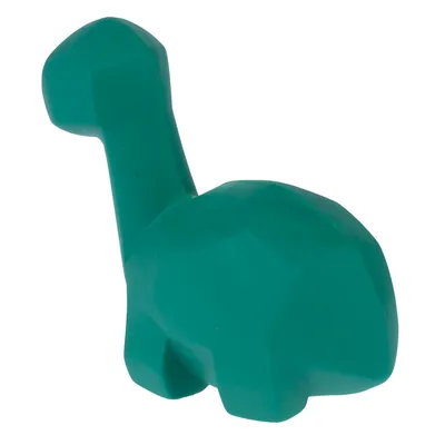 Zöld dinoszaurusz játék műanyagból, geometrikus mintával.