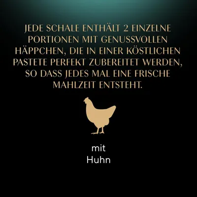 Jede Schale enthält 2 Portionen mit Häppchen in köstlicher Pastete, perfekt zubereitet für eine frische Mahlzeit. Mit Huhn.