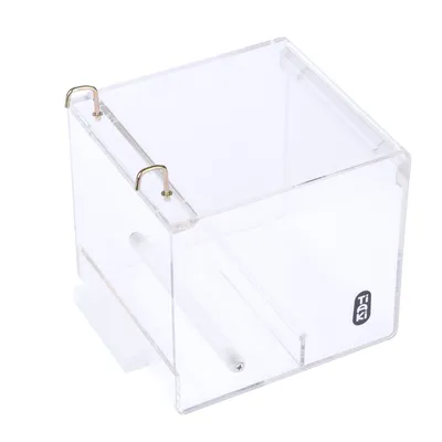 Transparent acrylic box with two gold-coloured hooks and a Trixie logo on the side.