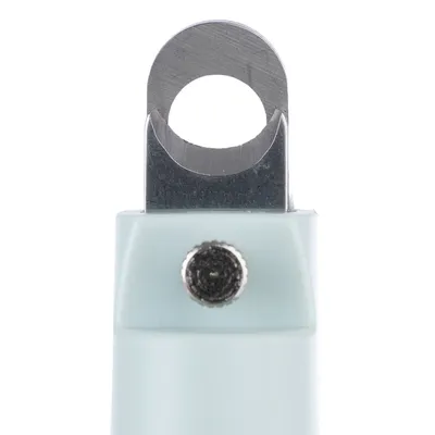Close-up of a nail clipper with metal blade and plastic handle, suitable for precise cutting.