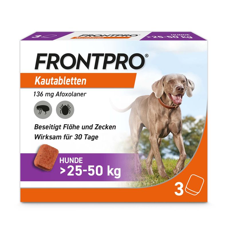 Frontpro Kautablette gegen Zecken und Flöhe, für Hunde >25 bis 50 kg