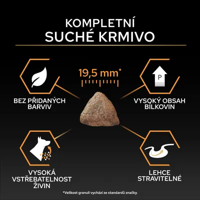 Kompletní krmivo, velikost granulí 19,5 mm, bez barviv, vysoký obsah bílkovin, vysoká vstřebatelnost živin, lehce stravitelné. Kompletní krmivo, velikost granulí 19,5 mm, bez barviv, vysoký obsah bílkovin, vysoká vstřebatelnost živin, lehce stravitelné.