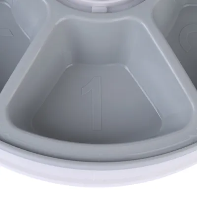 Grey feeding bowl with numbered compartments, compartment number 1 visible.