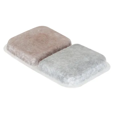 Two rectangular replacement filters in brown and grey for pet accessories, made of felt material.