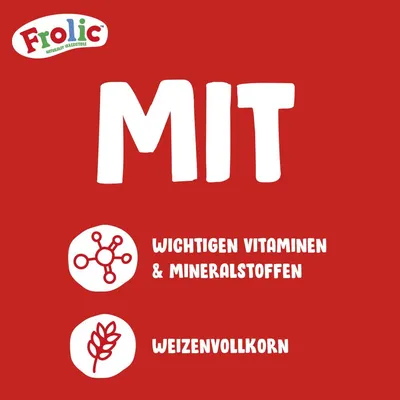 Frolic. Mit wichtigen Vitaminen & Mineralstoffen, Weizenvollkorn.