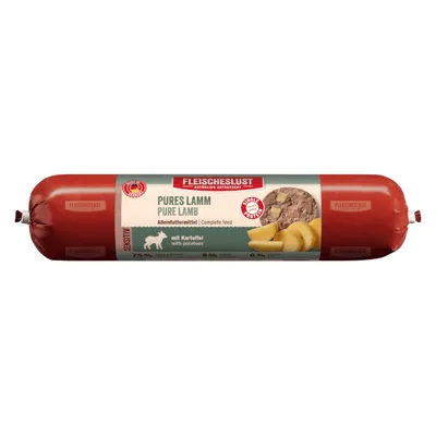 Fleischeslust Pure Lamb, complete food with potato, 75% meat content, sensitive, grain-free, high in protein.