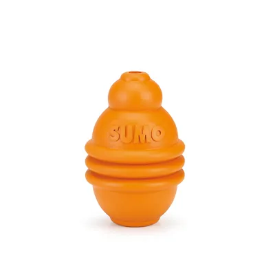 Oranje speelgoed met het opschrift 'SUMO', gemaakt van stevig materiaal, geschikt voor interactief spel.