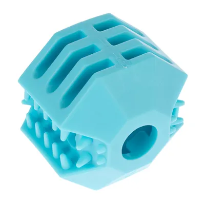 Palla da gioco blu in plastica con nodi e apertura, adatta per gioco interattivo o da riempire.