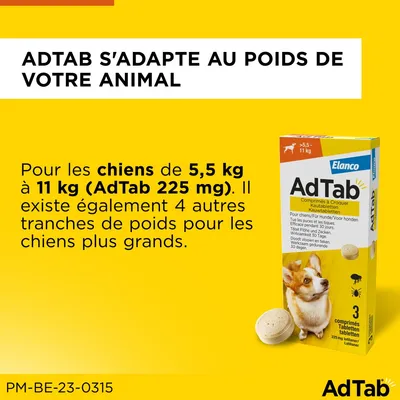 AdTab Comprimés à croquer pour chien de taille moyenne (5,5 à 11 kg)