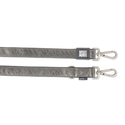 Max & Molly Matrix 2.0 correa para perros en gris con mosquetones metálicos y diseño grabado.