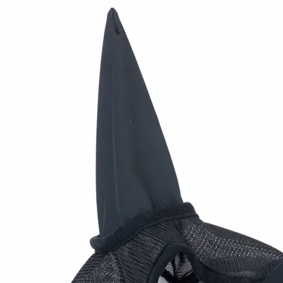Schwarzer Stoffkegel mit Netzmaterial und Klettverschluss, geeignet für Tierzubehör oder Schutzkleidung.