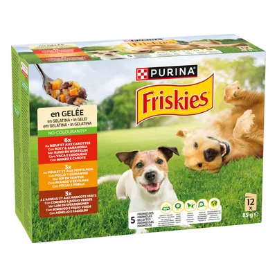 Friskies Adult i gelé med oksekød, kylling og lam