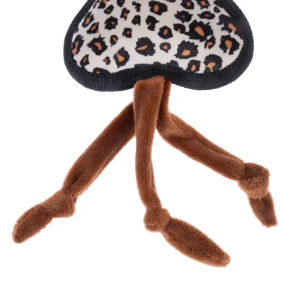 Juguete de peluche con estampado de leopardo y tres patas marrones y suaves. Adecuado para mascotas para jugar.