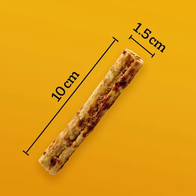 Prigrizek v obliki palčke, dolžina 10 cm, premer 1,5 cm.