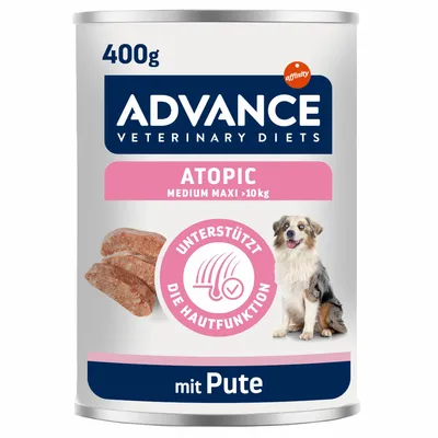Advance Veterinary Diets Atopic Medium Maxi >10kg, podporuje funkci kůže, s krůtou, 400g konzerva.