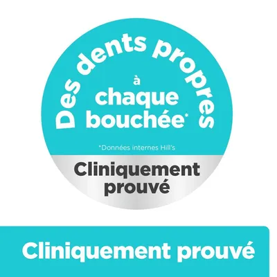 Des dents propres à chaque bouchée. Cliniquement prouvé. Données internes Hill’s.