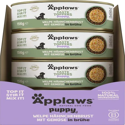 Applaws Puppy Taste Toppers in Brühe 6 x 156 g - Hähnchenbrust mit Gemüse Applaws Puppy Taste Toppers in Brühe 6 x 156 g - Hähnchenbrust mit Gemüse