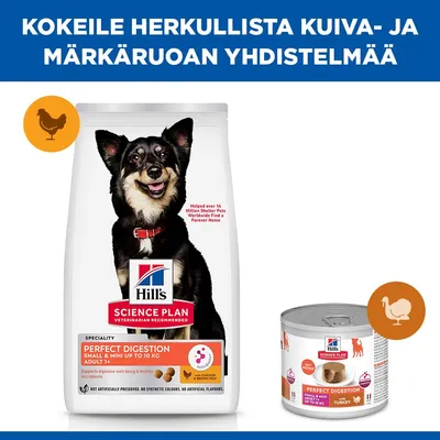 Hill's Science Plan Perfect Digestion Adult 1+ Small & Mini kana & ruskea riisi Hill's Science Plan Perfect Digestion Adult 1+ Small & Mini kana & ruskea riisi