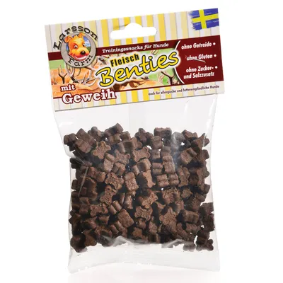Larsson Farm Benties carne con corna. Snack da addestramento per cani, senza cereali, glutine, zucchero e sale. Adatto anche a cani allergici e sensibili al cibo.