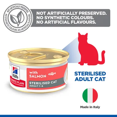 Hill's Science Plan Adult Sterilised Mousse - cat wet food - Saver Pack: Salmon (48 x 85g) Hill's Science Plan Adult Sterilised Mousse - cat wet food - Saver Pack: Salmon (48 x 85g)