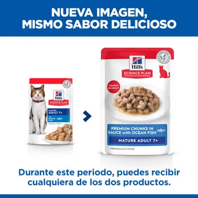 Hill's Science Plan Mature Adult 7+ Pescado del Océano comida para gatos: Aviso sobre el nuevo diseño del envase, durante la transición ambos diseños son posibles. Hill's Science Plan Mature Adult 7+ Pescado del Océano comida para gatos: Aviso sobre el nuevo diseño del envase, durante la transición ambos diseños son posibles.