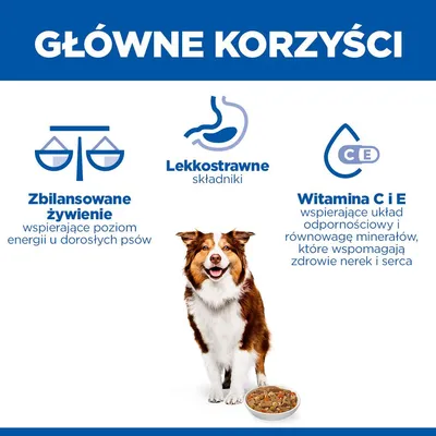 Główne zalety: Zbilansowane żywienie zapewniające energię, łatwostrawne składniki, witaminy C i E wspomagające układ odpornościowy, równowaga minerałów, zdrowie nerek i serca.