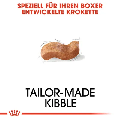 Speziell für Boxer entwickelte Kroketten. Tailor-made Kibble mit einzigartiger Form und Textur.