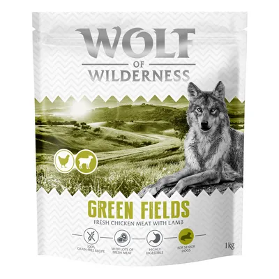 Wolf of Wilderness Green Fields, Färskt kycklingkött med lamm, 100 % spannmålsfritt recept, med mycket färskt kött, lättsmält, för äldre hundar, 1 kg