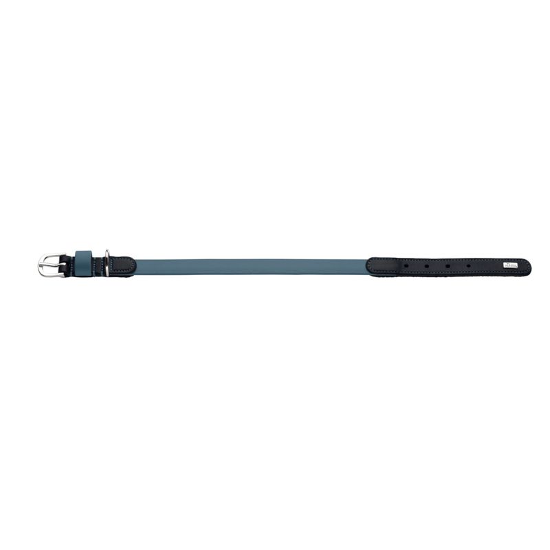 HUNTER Halsband Wolmar BioThane® x leer, rookblauw/zwart