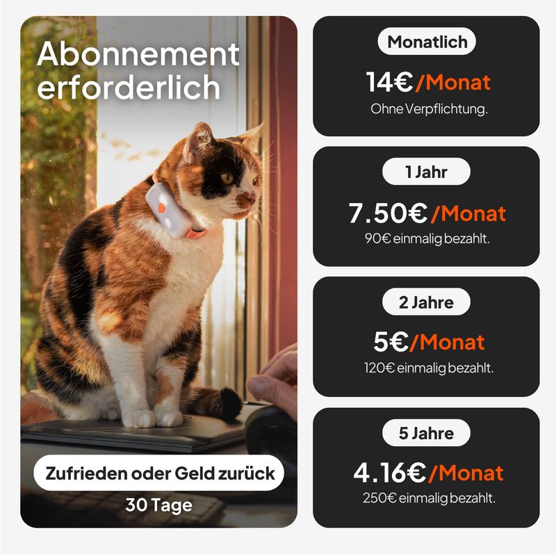 Weenect Haustier GPS Tracker XS für Katzen - inklusive Halsband