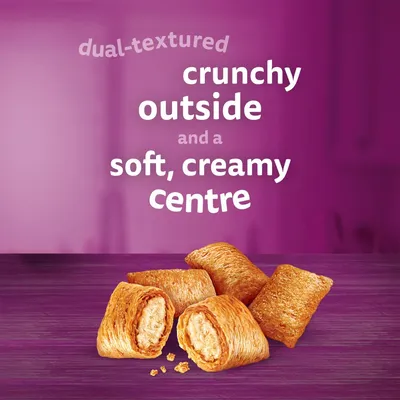 Biscuit pieces with a crunchy exterior and a soft, creamy centre.
