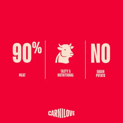 Carnilove: 90% hús, ízletes és tápláló, nem tartalmaz gabonát vagy burgonyát.